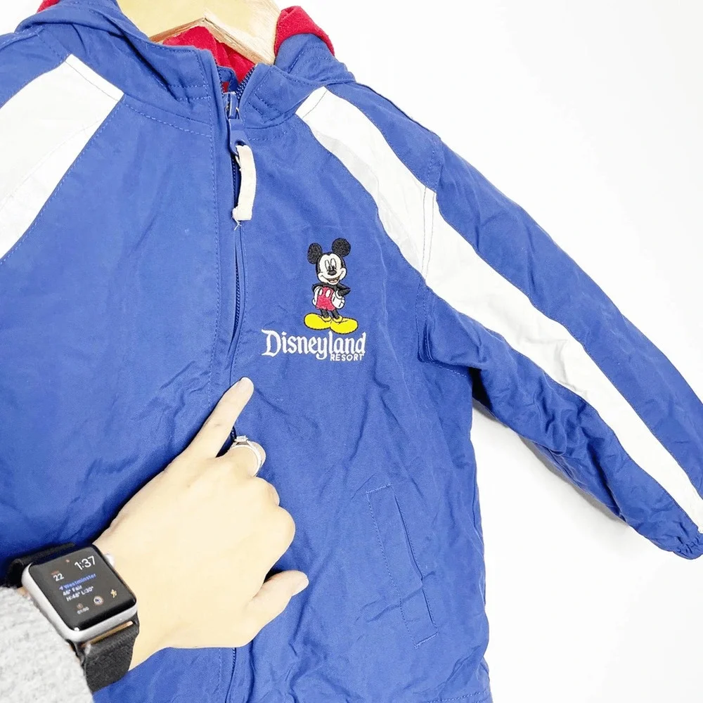 Disney Disneyland Fleece windbreaker hooded jacket hooded Mickey mouse XS 4-5